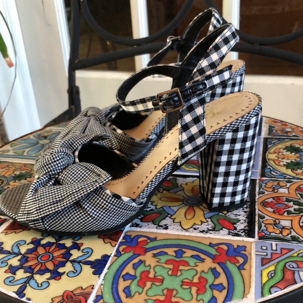 - Sam Edelman Circus black gingham heeled sandals - Picture 3 of 7